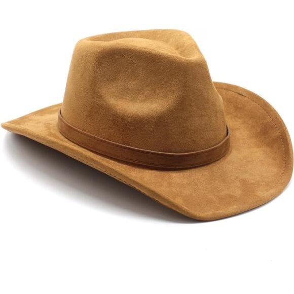 Suede Cowboy Cowgirl Hat Classic Khaki display picture 3
